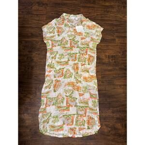 Cynthia Rowley Women's linen Coral Beige Tropical palm swimsuit coverup Size M